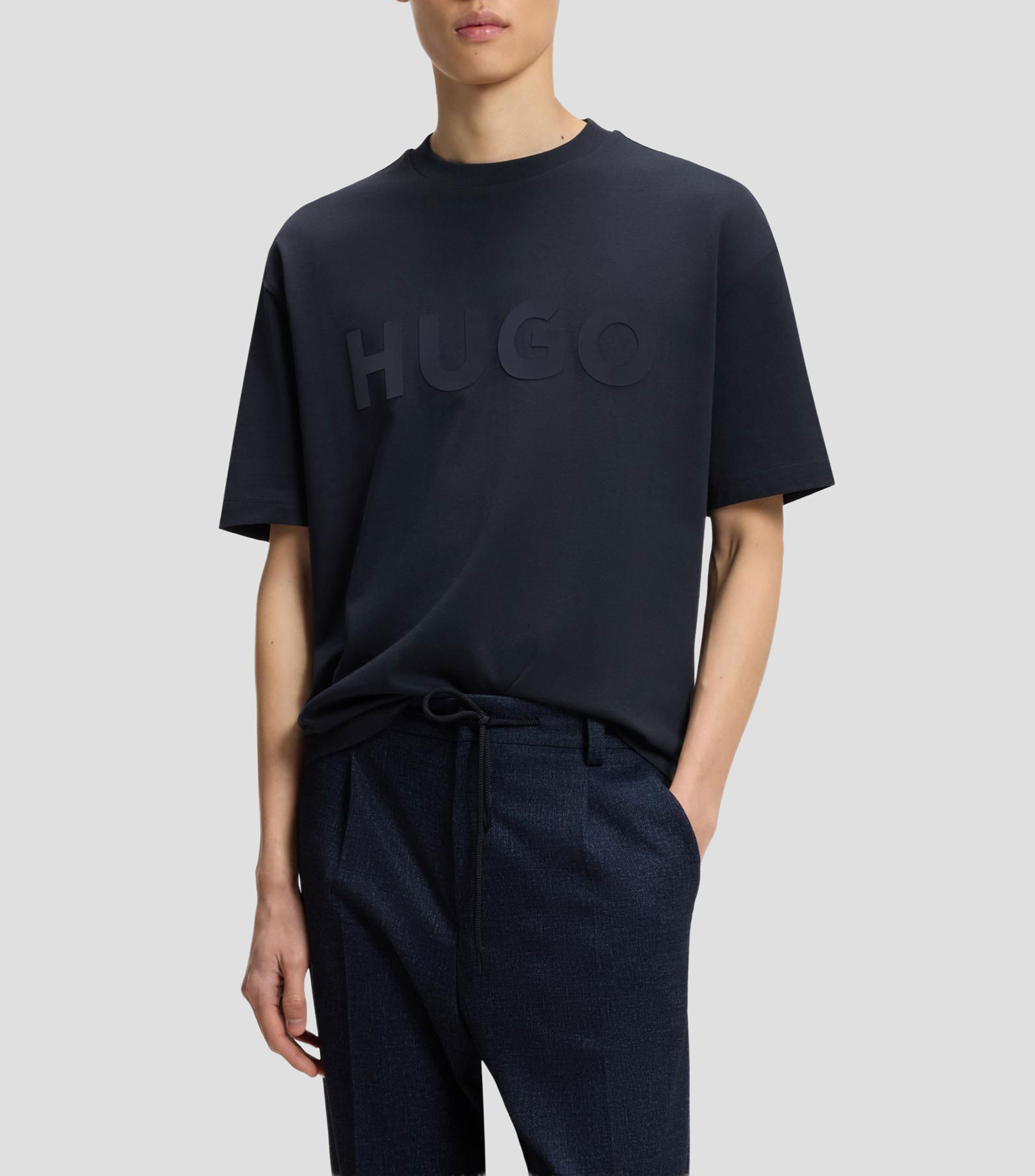 Playera amplia de algodón con logo reflectante Hombre